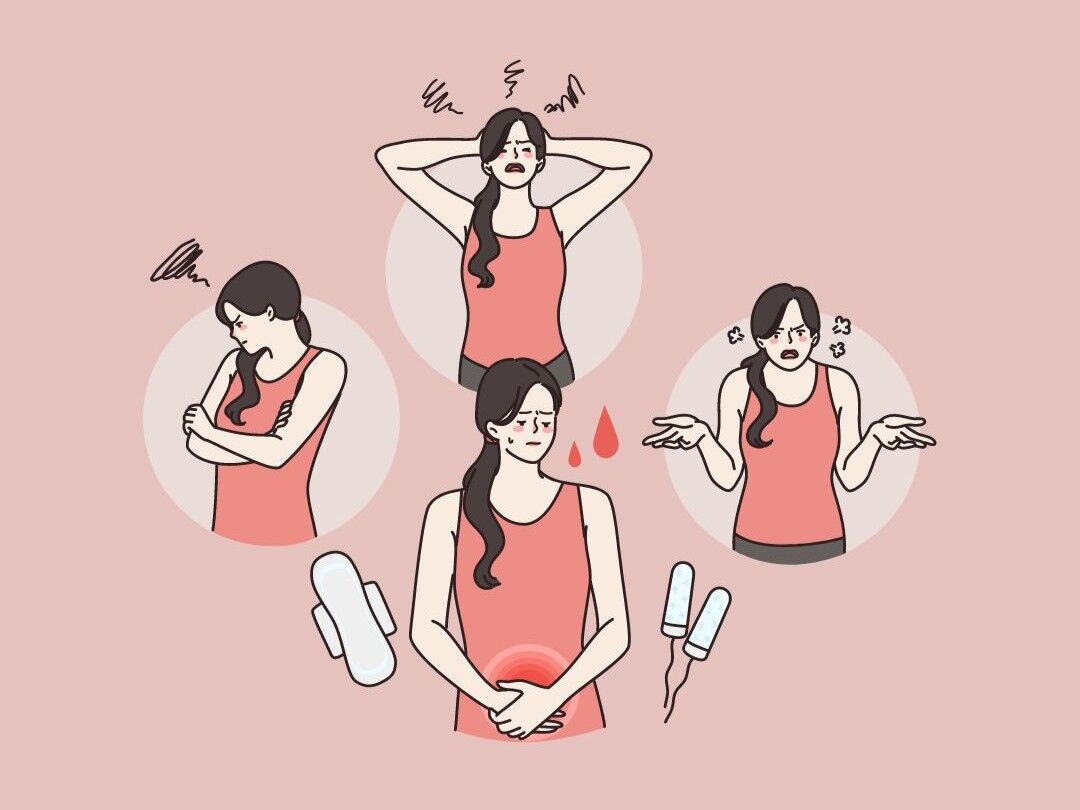 Illustration of a woman going through the menstrual cycle